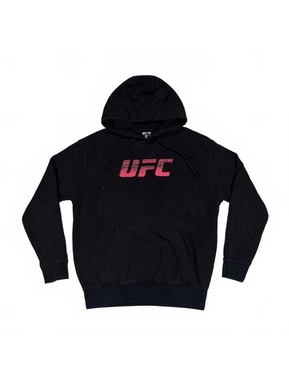 Athleisure Venum UFC Hoodie Mens Small Black Red Logo Pullover Fleece Sweatshirt